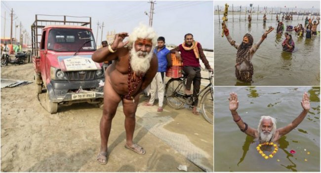 Индуистский садху протащил грузовик пенисом