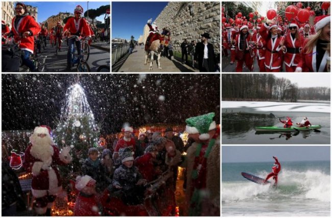 Санта-Клаусы и Деды Морозы шагают по планете